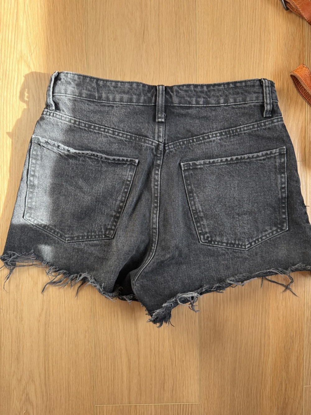 Zara Charcoal Black Distressed Denim Shorts - Picture 3 of 4